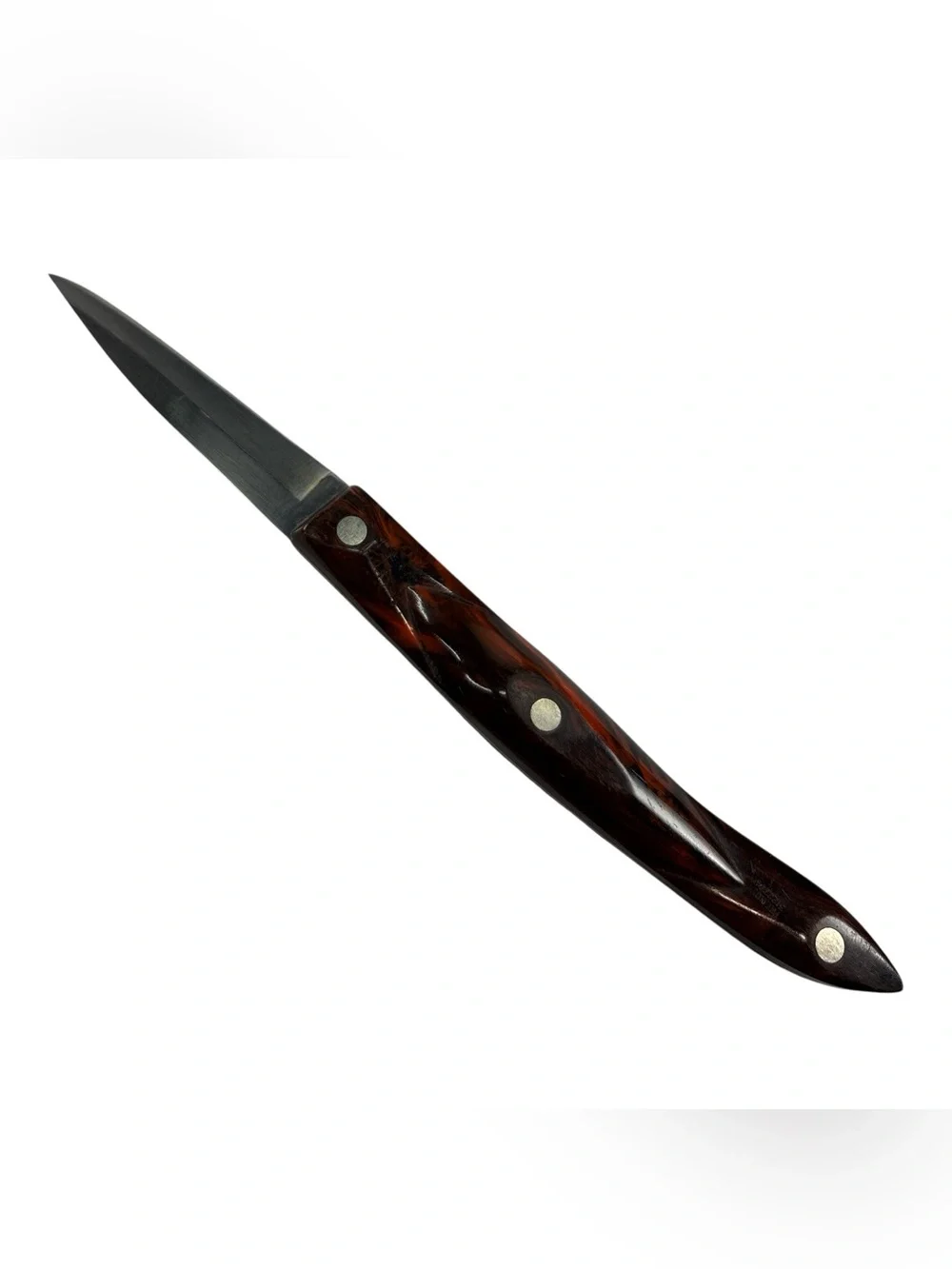 Vintage CUTCO #1720 Paring Knife Classic Brown Marbled Handle Made in USA